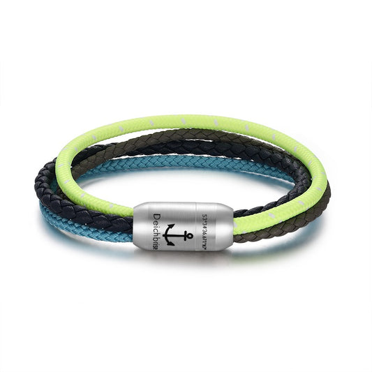 Multistrang Armband Summer Beach (Segelseil & Fibre Leder) (Veggie)