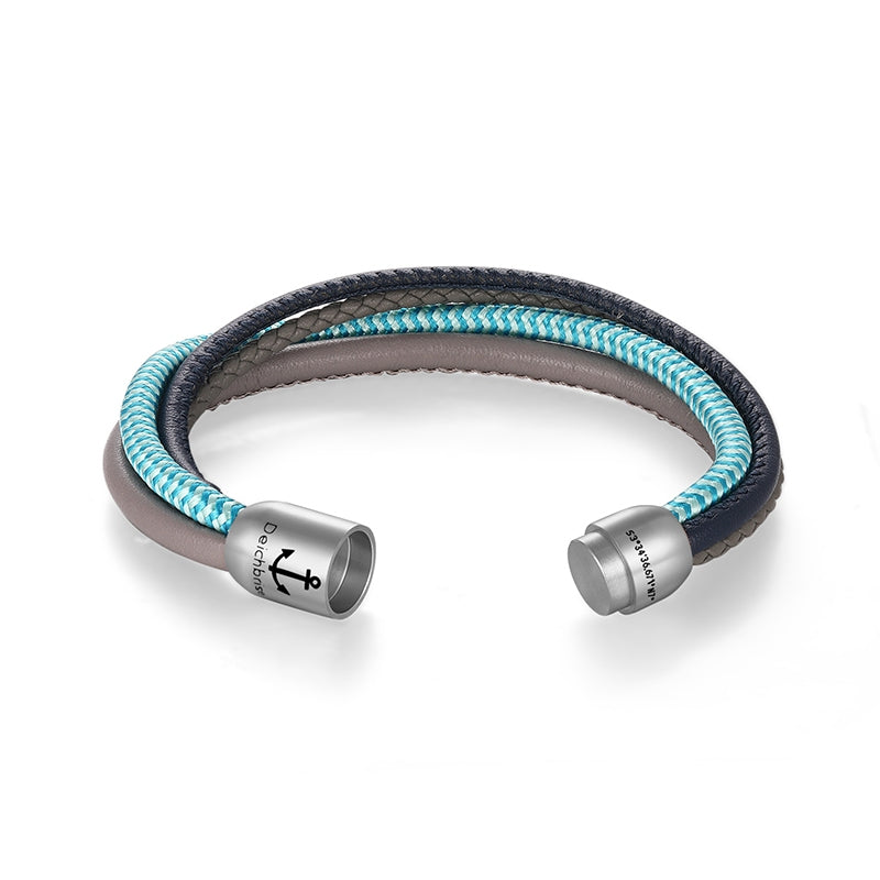 Multistrang Armband Möwe (Segeltau & Fibre Leder) (Veggie)