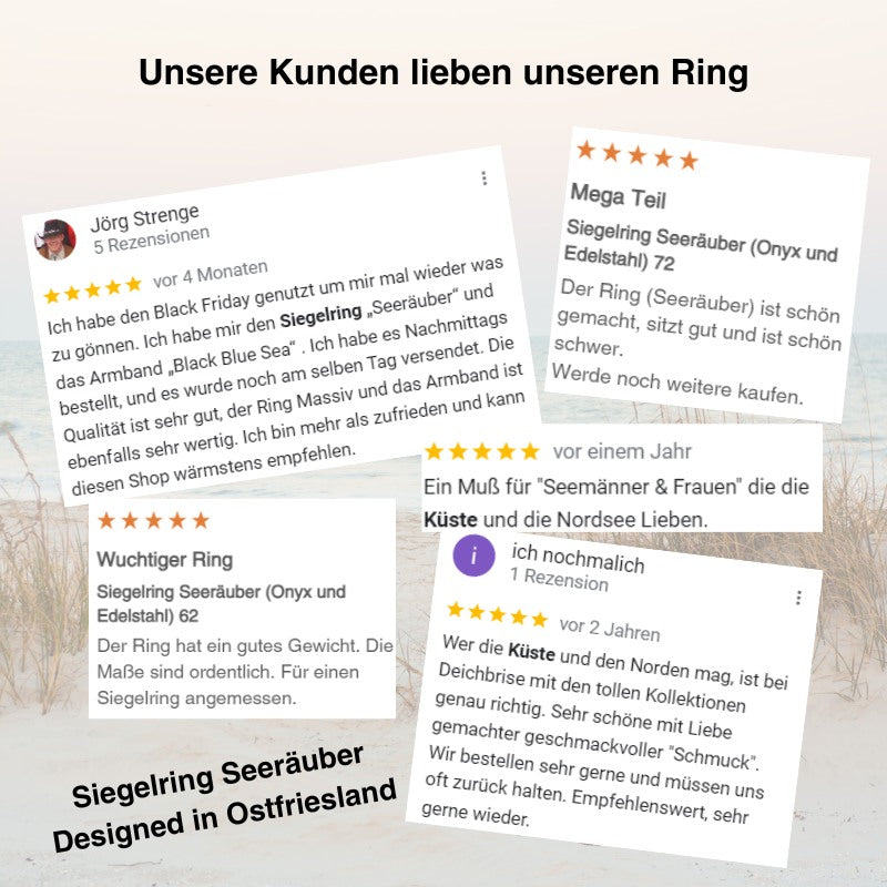 Siegelring Seeräuber (Onyx/Sodalith und Edelstahl)