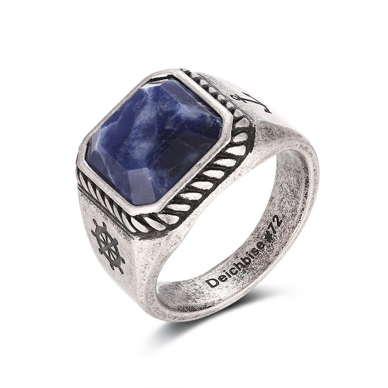 Siegelring Seeräuber (Onyx/Sodalith und Edelstahl)