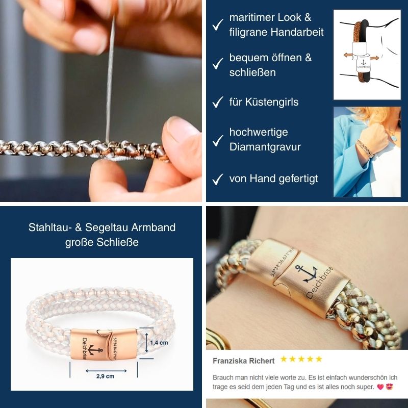 Armband Joleen am Sandstrand (Multistrang) Stahl-Tau & Segeltau