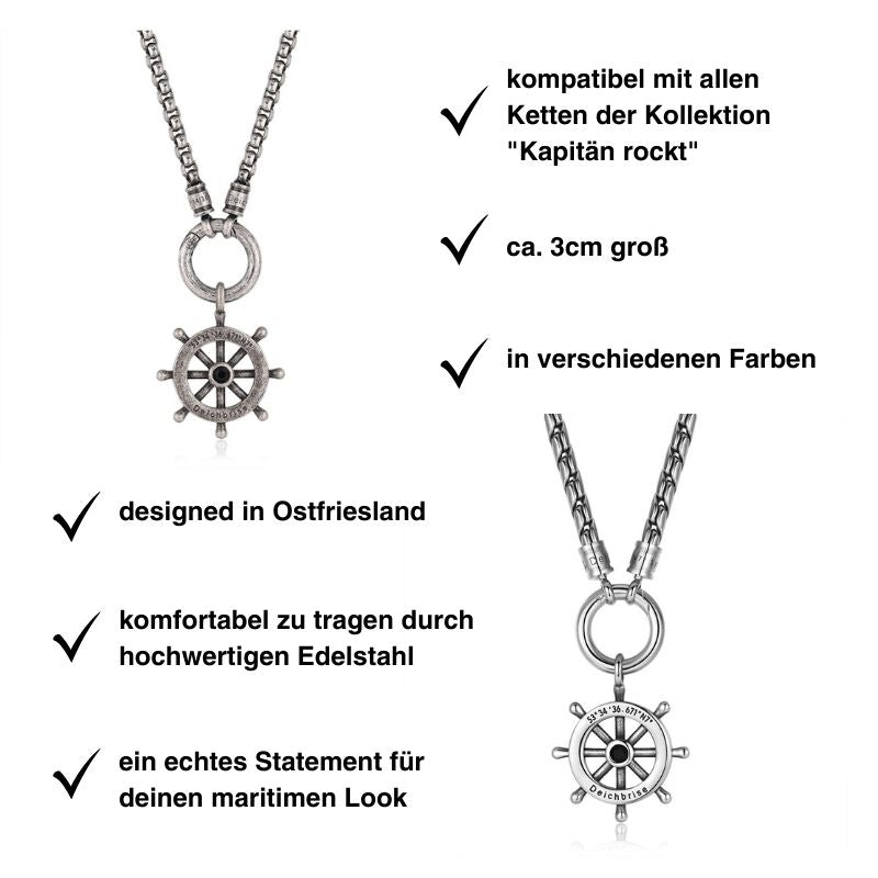 Kettenanhänger Steuerrad (groß) aus Edelstahl