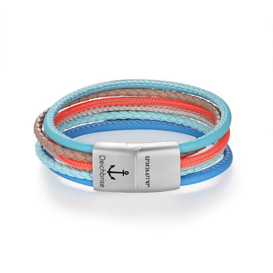 Armband Sunny Beach (Multistrang) mit Segelseil & Leder