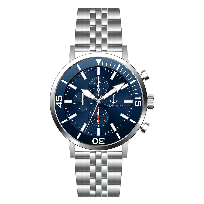 Chronograph Seegang (Herren) 45mm silber-blau