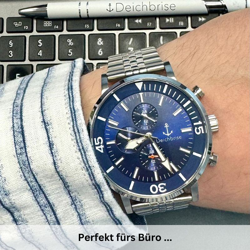 Chronograph Seegang (Herren) 45mm silber-blau