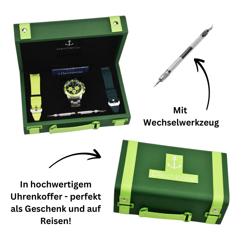 Chronograph Kitesurfer 45mm/55mm inkl. Uhrenbox & 2 Wechselarmbändern (limitiert)