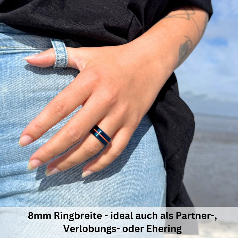 Unisex Ring zweifarbig (Amrum, Windstärke, Kitesurfer)