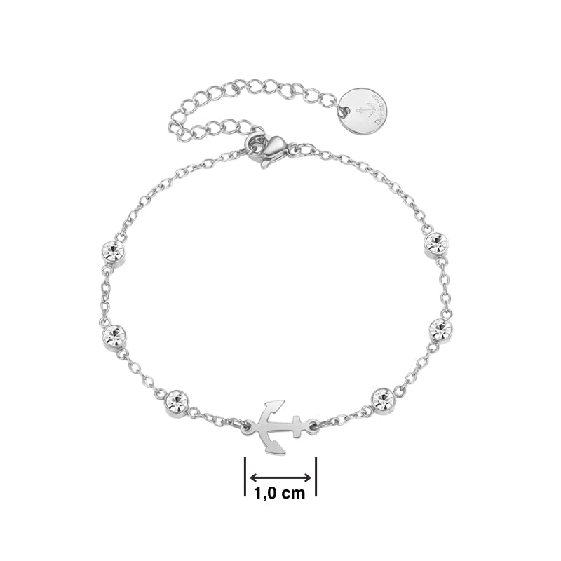 Armband aus Edelstahl Anker (mit Zirkonia-Steinen)