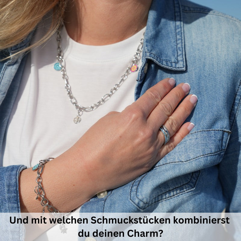 Charm & Clip Bling Bling (neongelb-pink) aus Edelstahl für Armband & Kette (Click-it)