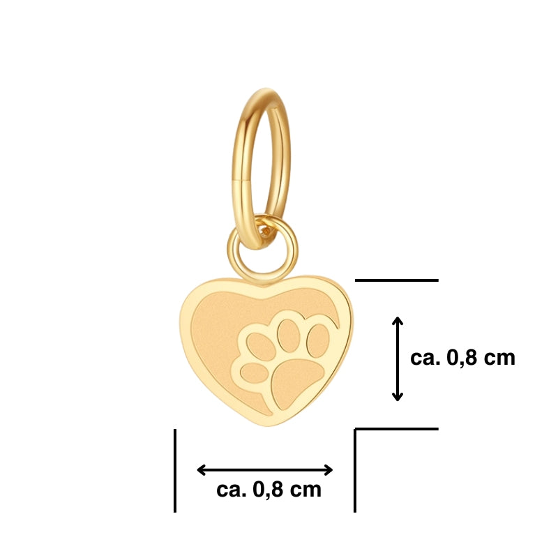 Charm & Clip Herz Pfote aus Edelstahl für Armband & Kette (Click-it)