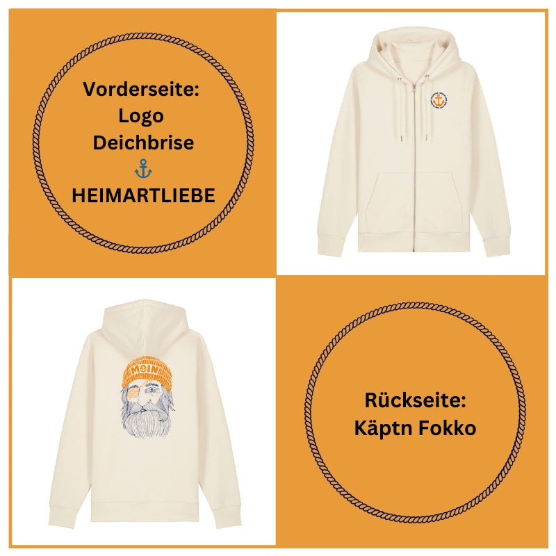 Unisex Sweatjacke "Käptn Fokko" (Sand)