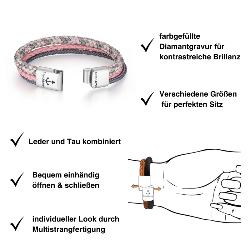 Leder & Segeltau Armband Pellworm (Multistrang)