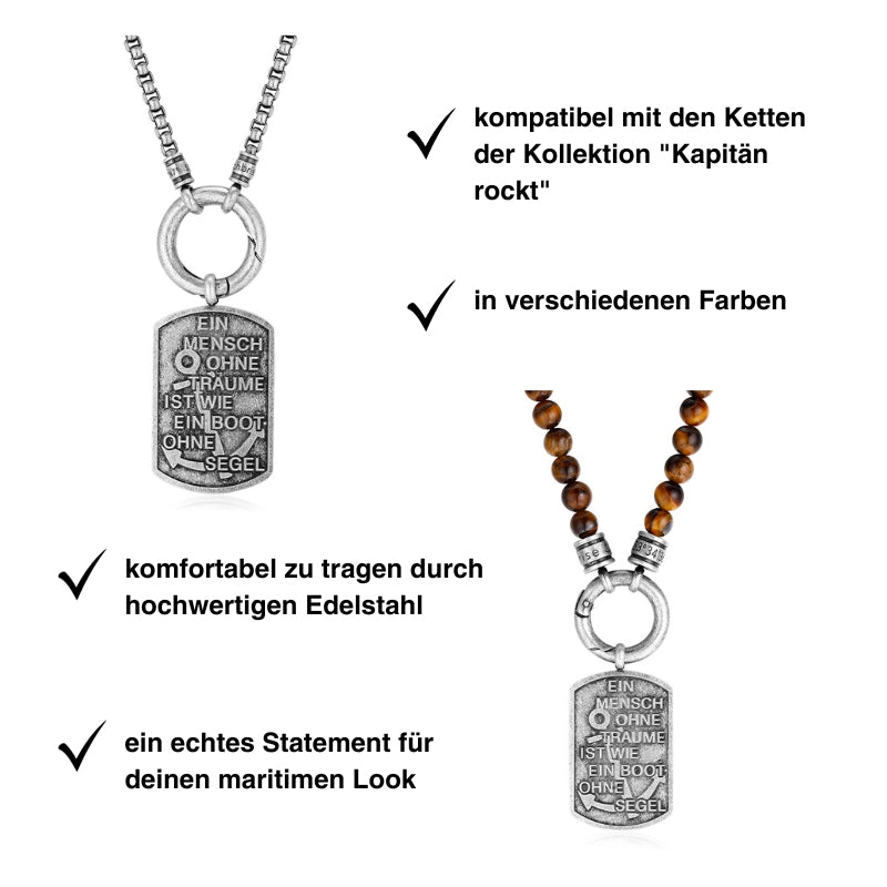 Kettenanhänger "Ein Mensch ohne Träume" aus Edelstahl