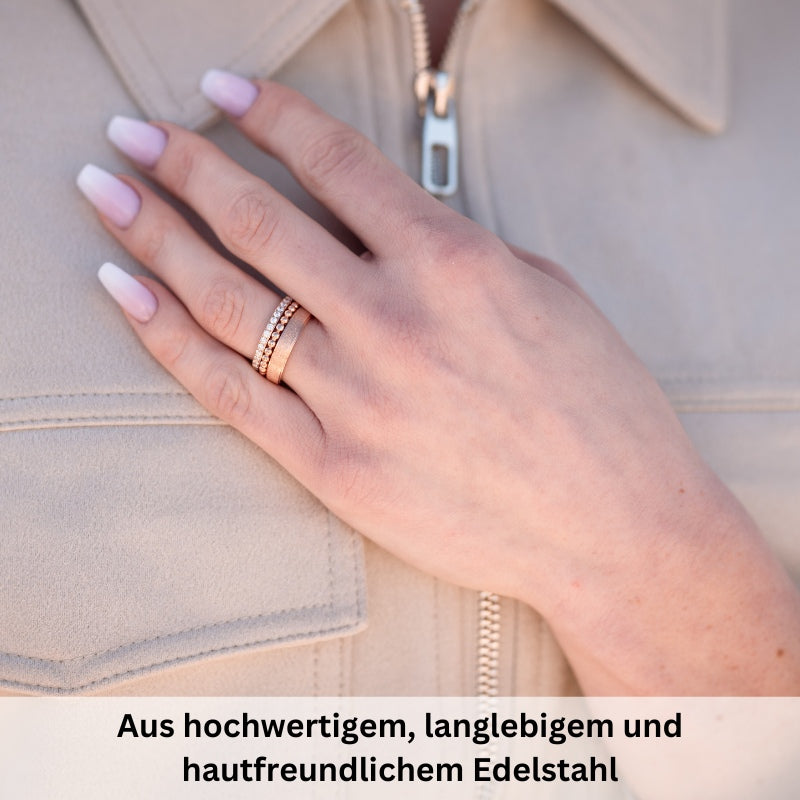 Stapelring-Set Wellenglitzern