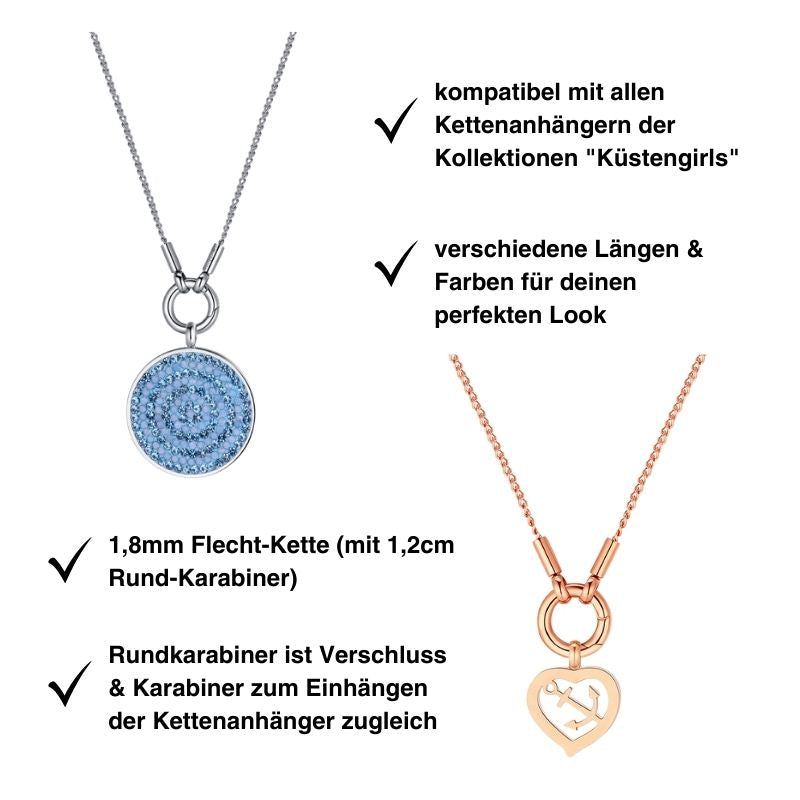 Kette Strandfein 1,8mm (mit Rund-Karabiner) aus Edelstahl