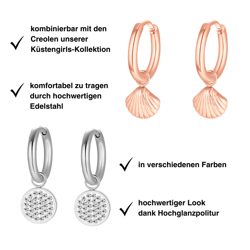 Creolen für Charm Anhänger (klein | 1,4cm) aus Edelstahl (Paar)