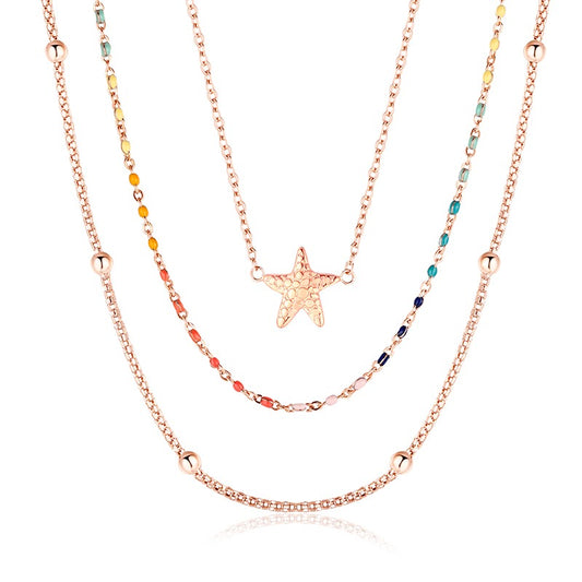 Layering Kette aus Edelstahl Boho Seestern