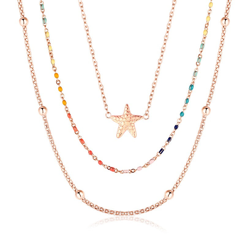Layering Kette aus Edelstahl Boho Seestern