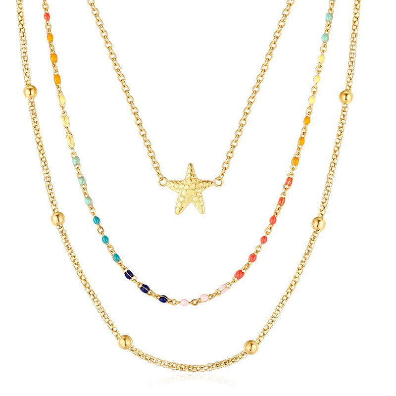 Layering Kette aus Edelstahl Boho Seestern