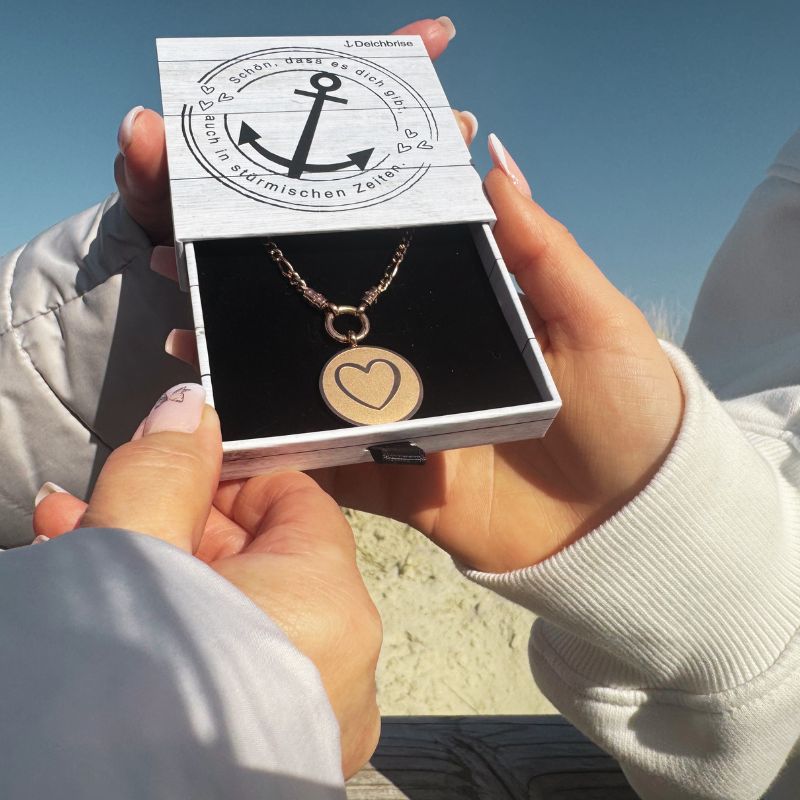 Kette mit Anhänger "Mama der Anker zu meinem Herzen" (mit Rund-Karabiner) aus Edelstahl