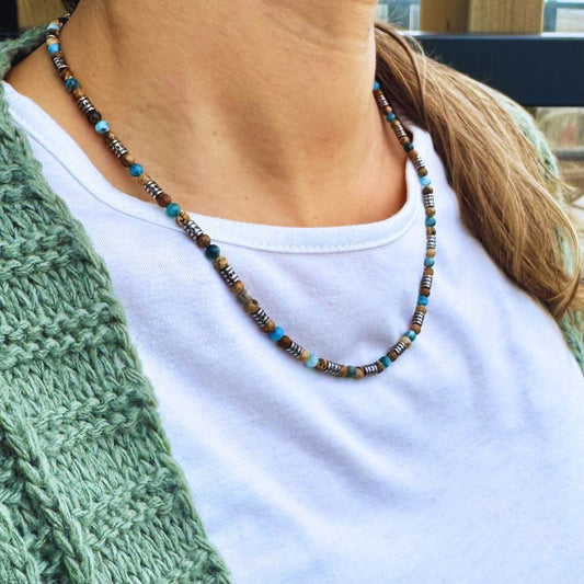 Kette Cala Mendia (4mm) aus Picture Jasper, Apatit & Edelstahl