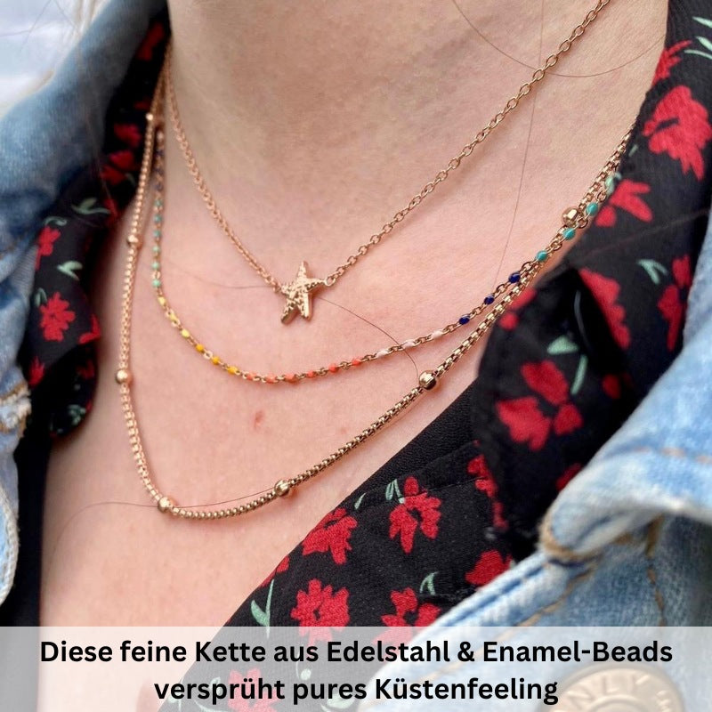 Layering Kette aus Edelstahl Boho Seestern