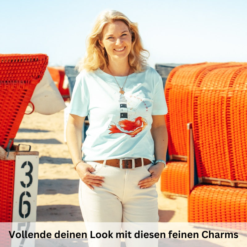 Charm für Ohrringe (Creolen) Kompass (mit Stein) aus Edelstahl (Paar)