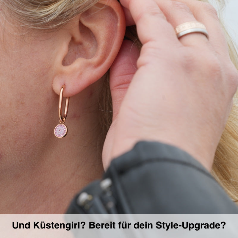 Ovale Creolen für Charm Anhänger (groß | 20 mm) aus Edelstahl (Paar)