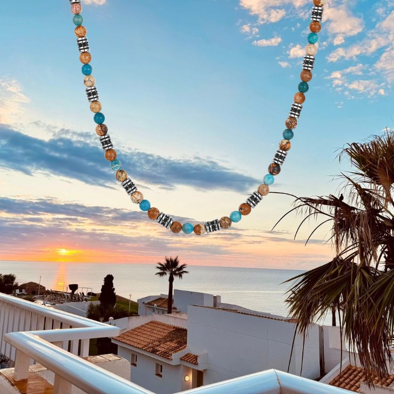 Kette Cala Mendia (4mm) aus Picture Jasper, Apatit & Edelstahl