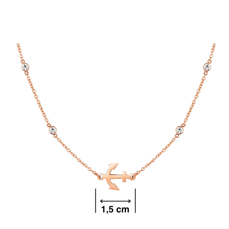 Kette aus Edelstahl Anker (mit Zirkonia-Steinen)