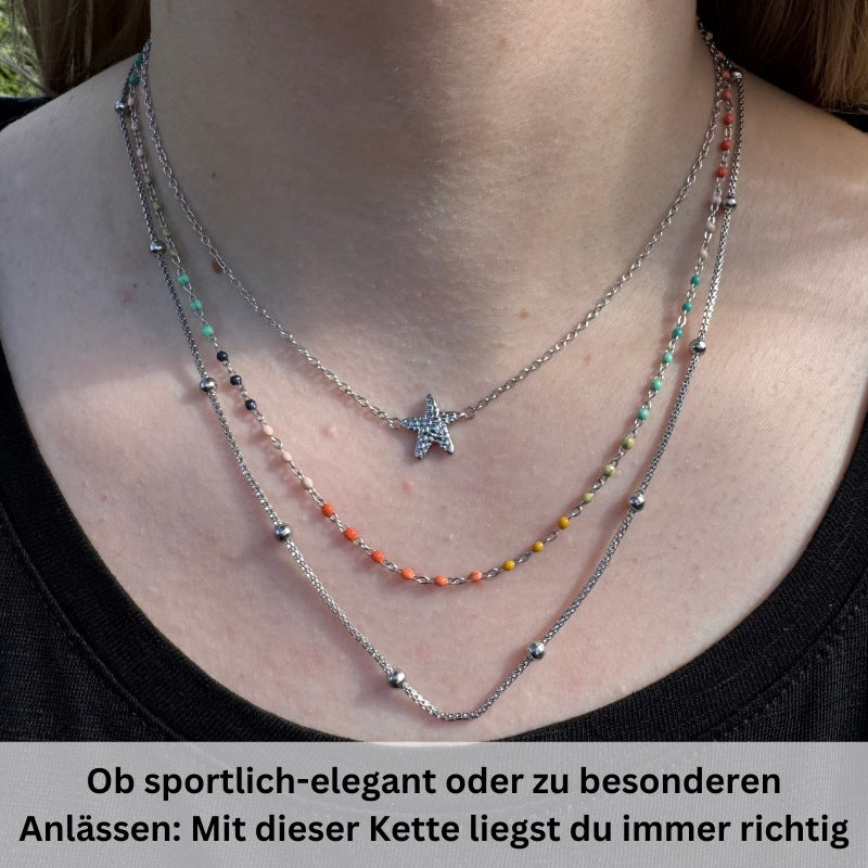 Layering Kette aus Edelstahl Boho Seestern