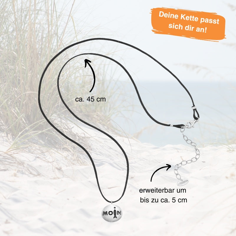 925er Silber-Kette "Moin" (schwarz) (Wachs-Cord)