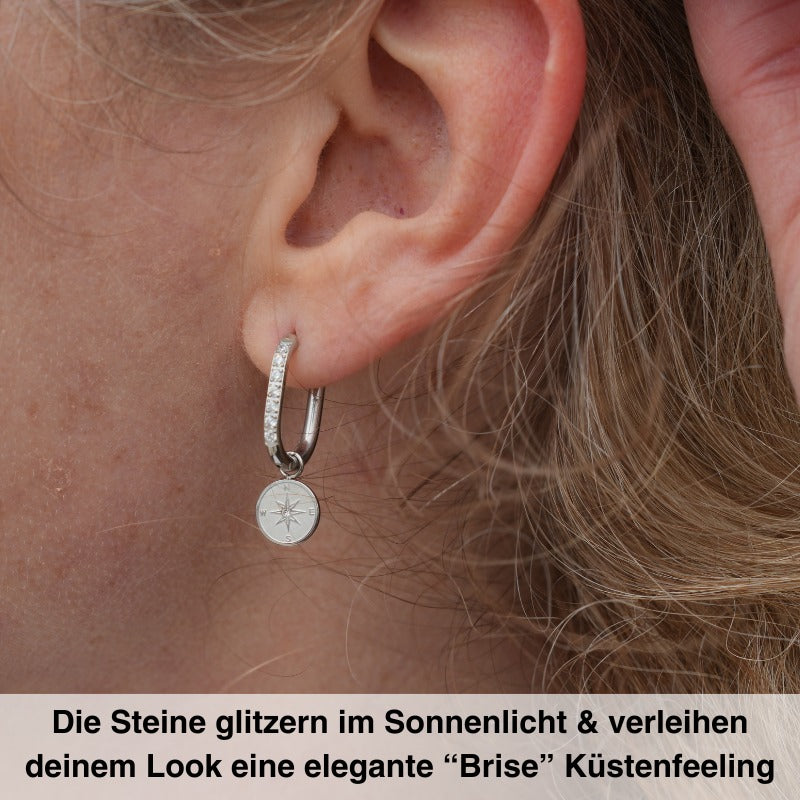 Ovale Creolen mit Steinen für Charm Anhänger (klein | 17 mm) aus Edelstahl (Paar)