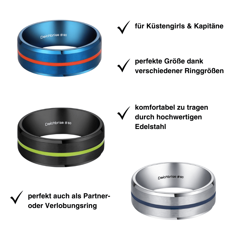 Unisex Ring zweifarbig (Amrum, Windstärke, Kitesurfer)