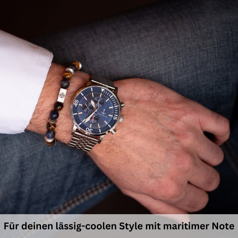 Chronograph Seegang (Herren) 45mm silber-blau