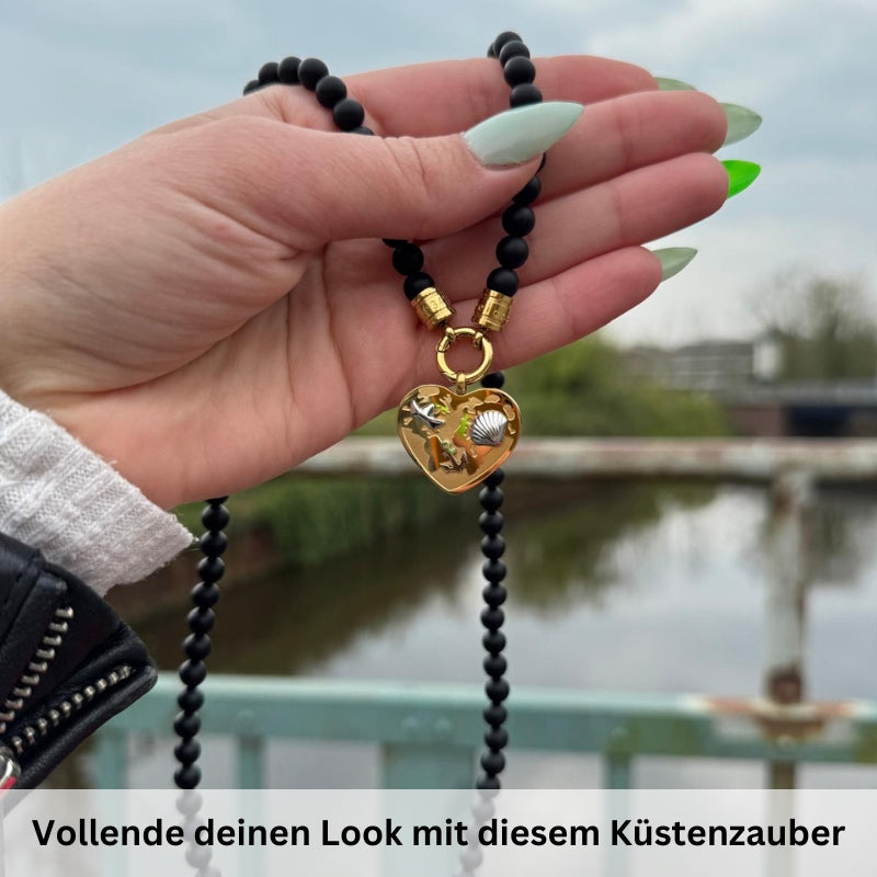 Kettenanhänger Paguera-Tora Beach (Onyx) aus Edelstahl (beidseitig tragbar)