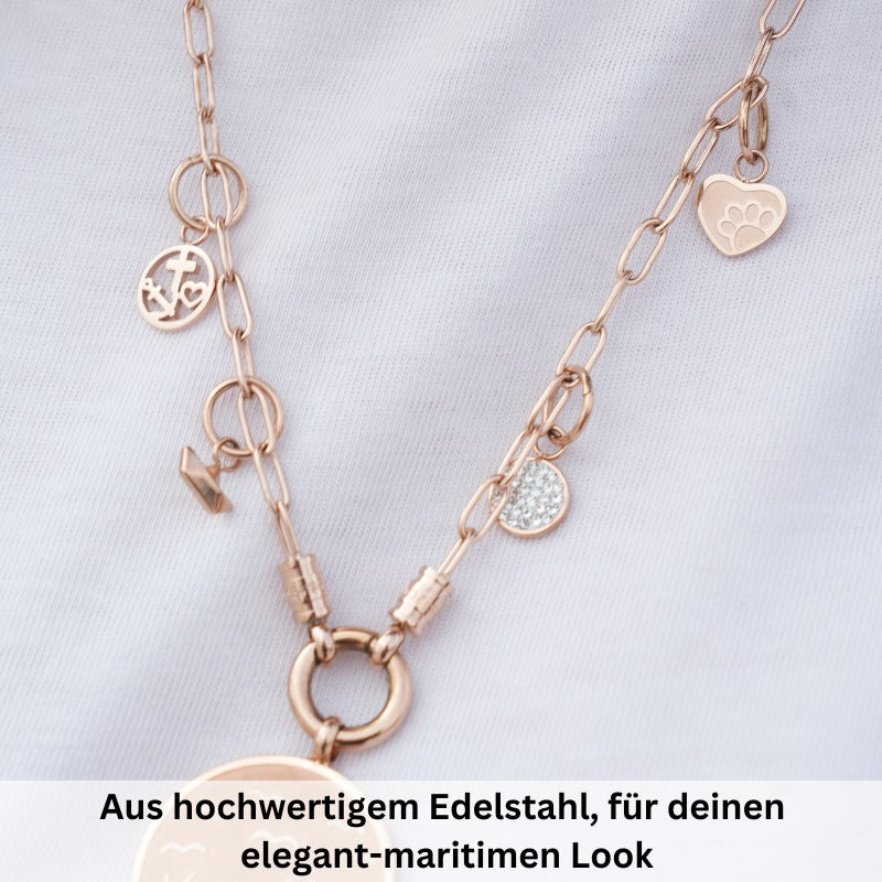 Charm & Clip Herz Pfote aus Edelstahl für Armband & Kette (Click-it)