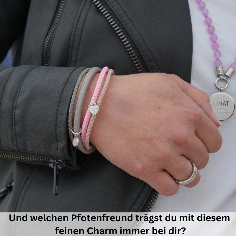 Charm & Clip Herz Pfote aus Edelstahl für Armband & Kette (Click-it)