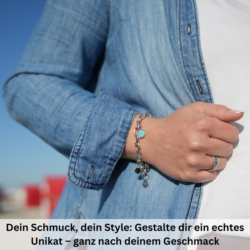 Charm & Clip Bling Bling (türkis) aus Edelstahl für Armband & Kette (Click-it)