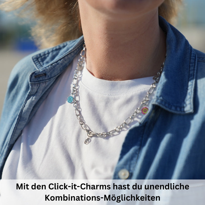 Charm & Clip Bling Bling (türkis) aus Edelstahl für Armband & Kette (Click-it)