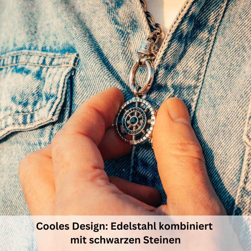 Kettenanhänger Flut aus Edelstahl mit Steinen (Kapitän rockt)