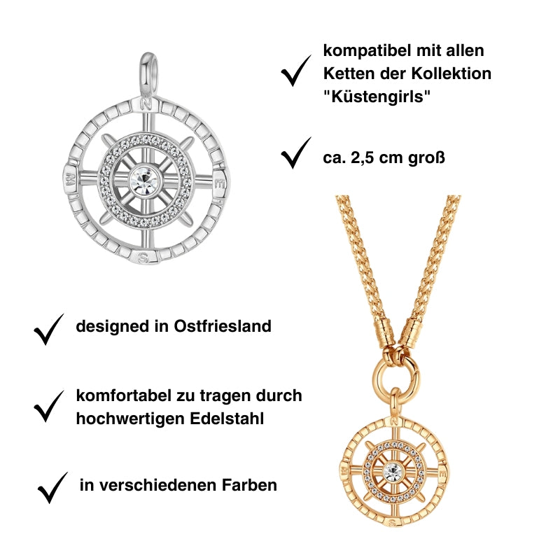 Kettenanhänger Ebbe aus Edelstahl mit Steinen (Küstengirl)