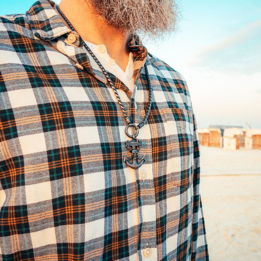 Kettenanhänger Big Anker mit Totenkopf aus Edelstahl