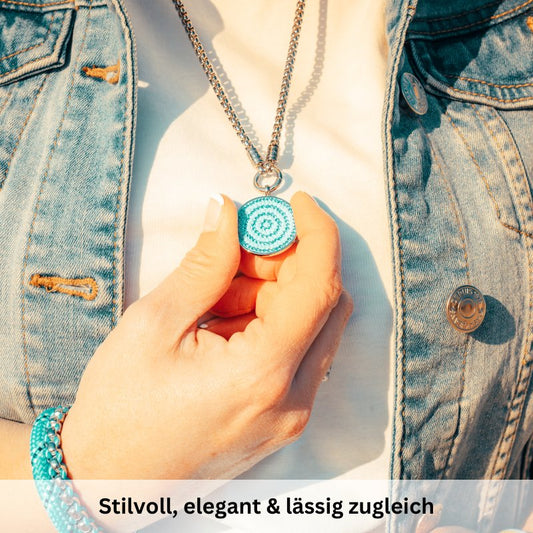 Kettenanhänger Bling Bling (Türkis) aus Edelstahl mit Steinen