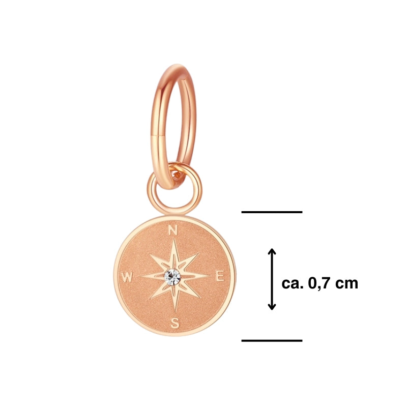 Charm & Clip Kompass (mit Stein) aus Edelstahl für Armband & Kette (Click-it)