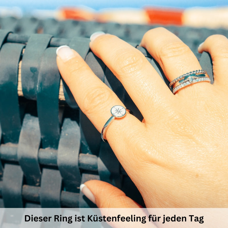 Ring Kompass aus Edelstahl (Stapelring)