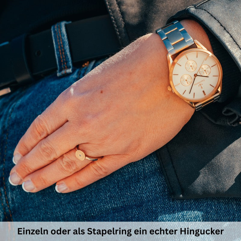 Ring Kompass aus Edelstahl (Stapelring)