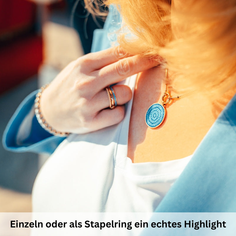 Ring Bling Bling (türkis) aus Edelstahl (Stapelring)