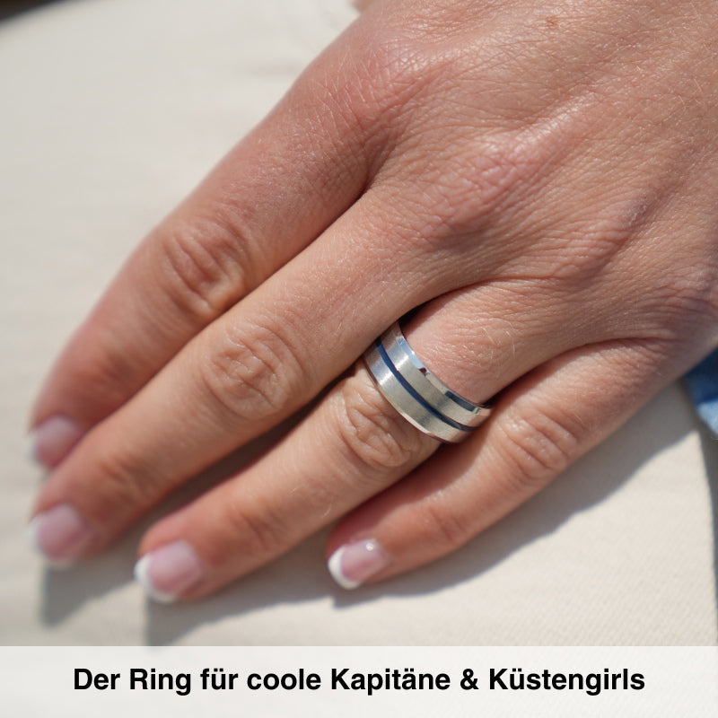 Unisex Ring zweifarbig (Amrum, Windstärke, Kitesurfer)