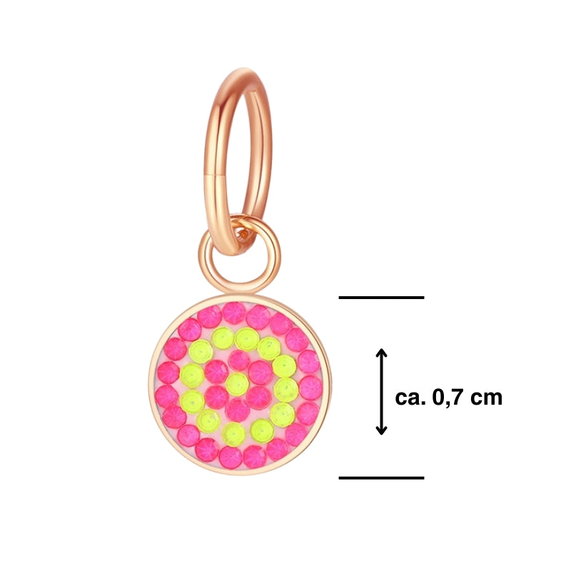 Charm & Clip Bling Bling (neongelb-pink) aus Edelstahl für Armband & Kette (Click-it)